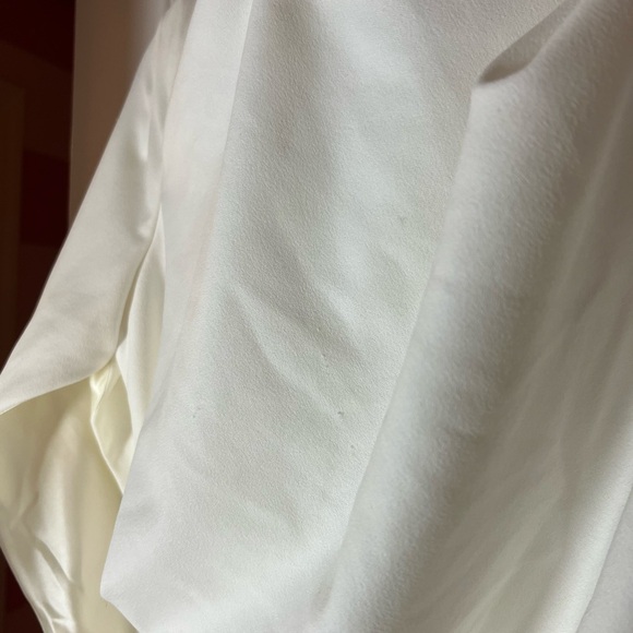 Betsy & Adam NEW Jordan Short Scuba Crepe Draped Back Cape Dress White Size 8 - Picture 5 of 9